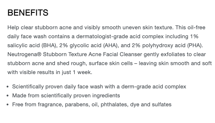 Neutrogena product description self care beauty products