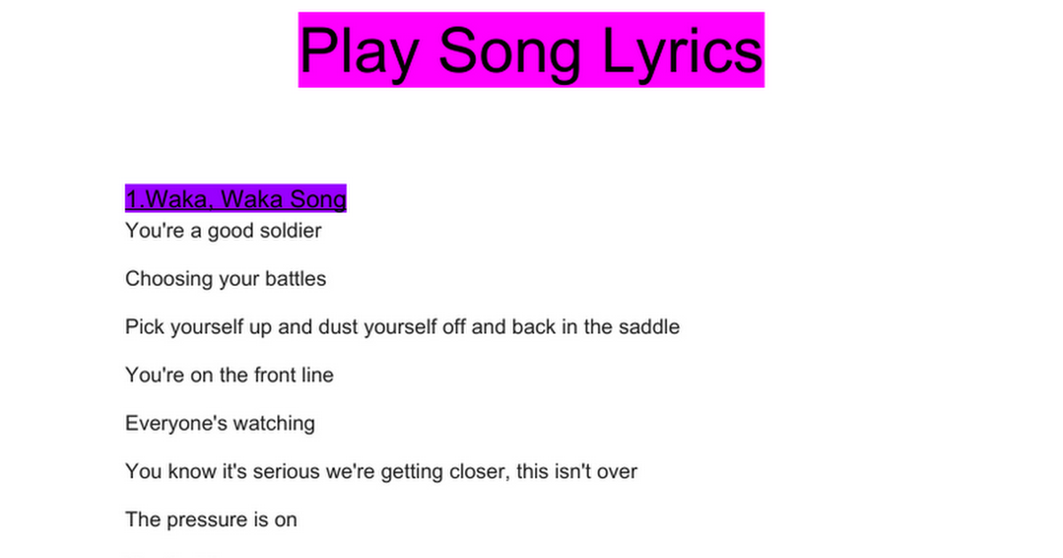 Student Play Song Lyrics