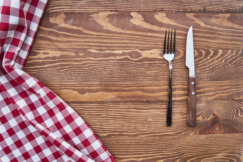 Table, Cover, Fork, Knife, Background, Wood, Detail