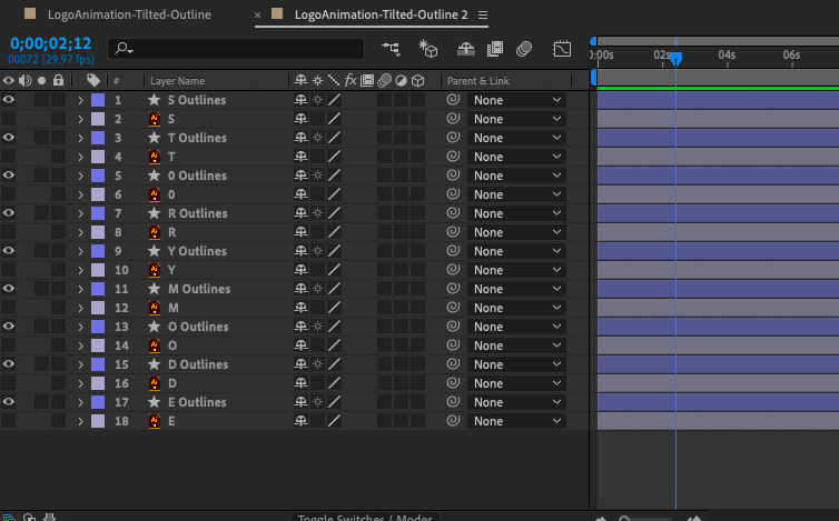 Screenshot of the Adobe After Effects timeline panel