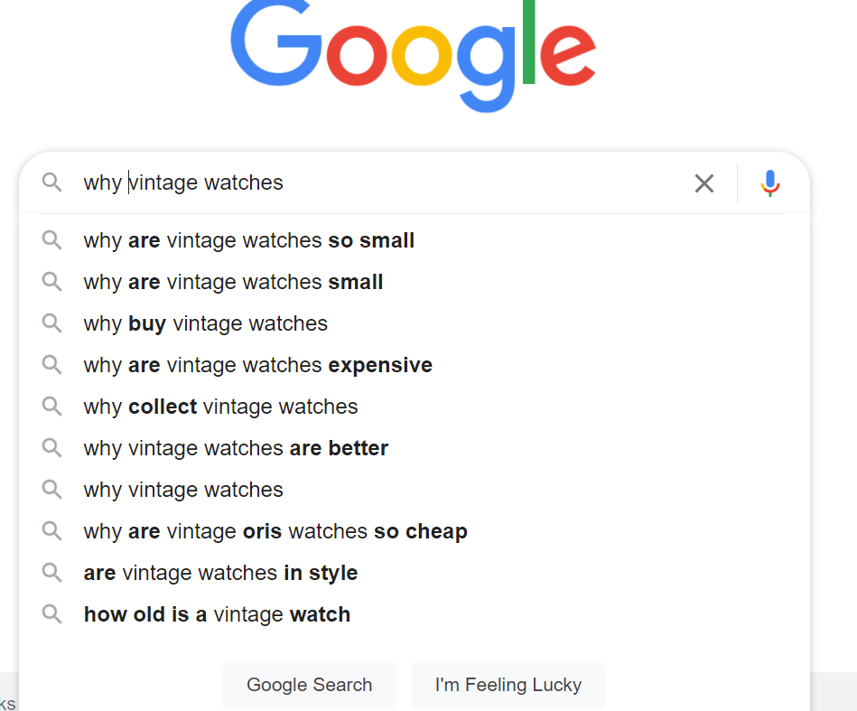 Organic search result for why vintage watches