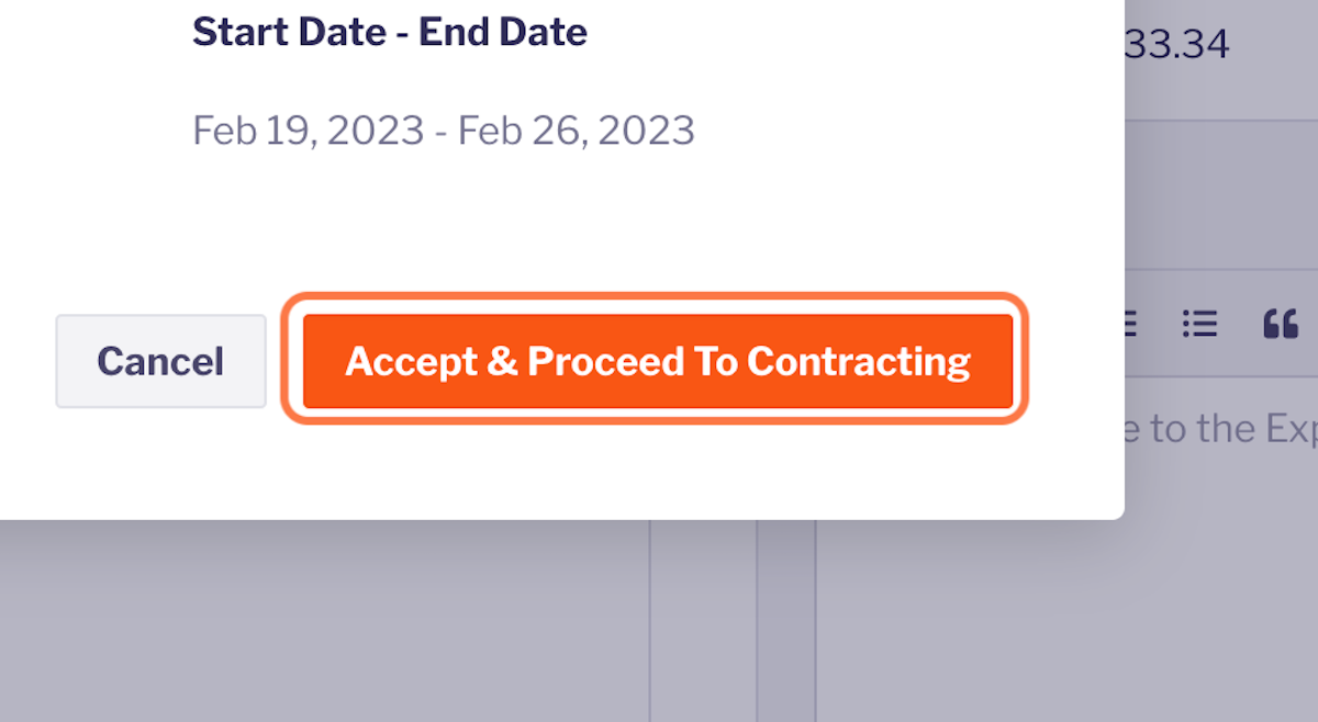 Click on Accept & Proceed To Contracting