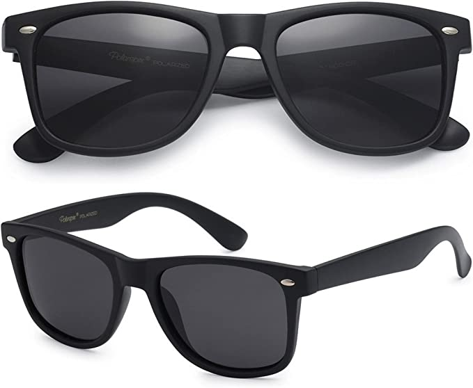 Black Wayfarer sunglasses.