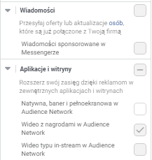 Umiejscowienie reklam w panelu reklamowym Facebooka