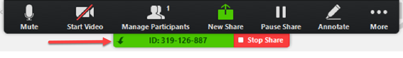shared screen task bar with green flip arrow highlighted