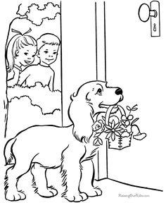 A dog valentine coloring page