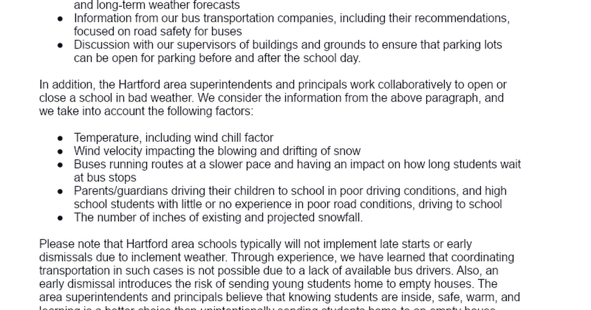 1. 2020-2021 Hartford Area Schools and Districts parent letter re Emergency School Closing