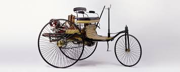 The first car, Karl Benz's Patent Motor Car, hits the road