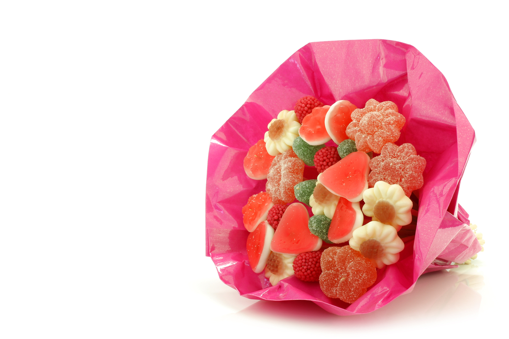 Pink candy bouquet for graduation gift
