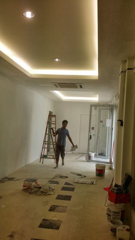 painting and lighting for plaster ceiling