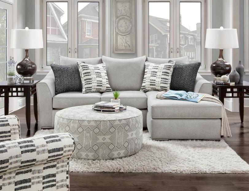 Sectional with Mixed Pattern Ottoman and Accent Chair 