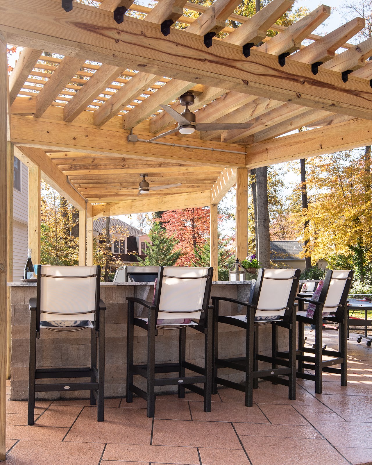 Outdoor living space incorporating Polycor stone in its magnificent design