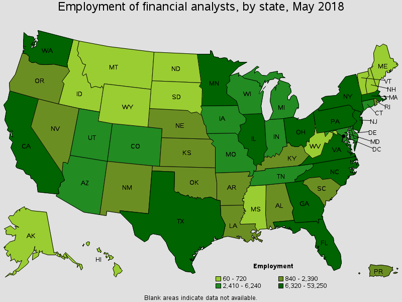 However, the average salary for a Financial Analyst varies significantly by state (up to $ 16,500)