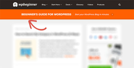 Layout de cabeçalho no site WPBeginner