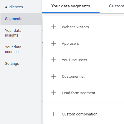 Screen Shot Of Your Data Segments In Google Ads