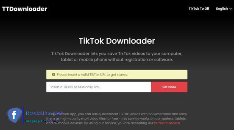 Truy cập Tik Tok Downloader tải video Tiktok không logo