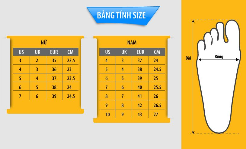 Bảng quy đổi size giày Versace nam và nữ