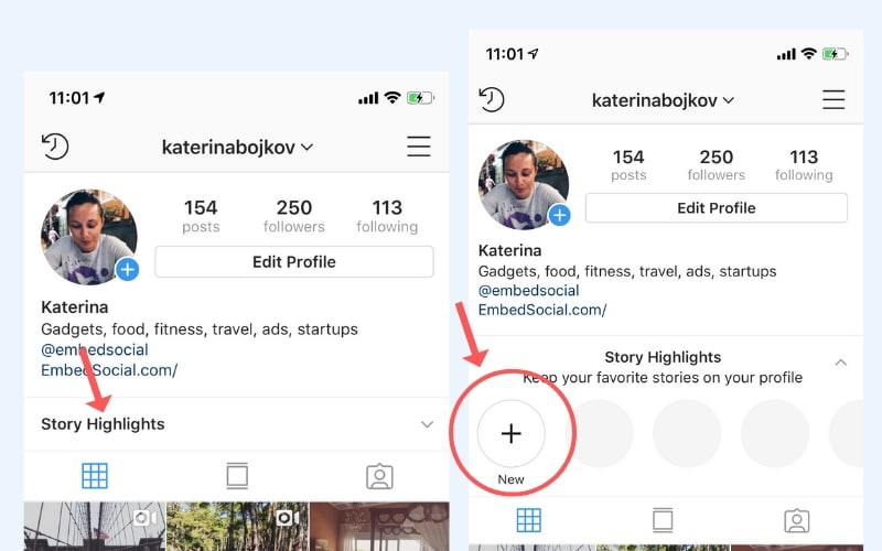 Create new Instagram story highlights