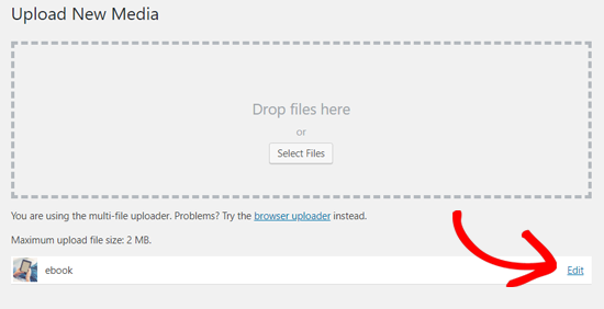Editar opção de imagem na página de upload de mídia do WordPress