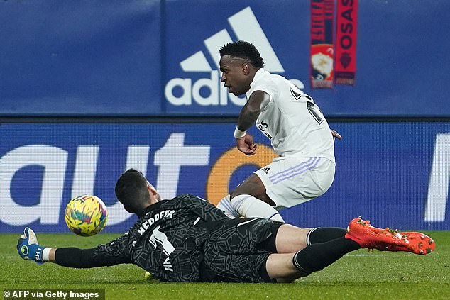 Vinicius Jr endured a frustrating evening having two goals ruled out for offside in the second-half