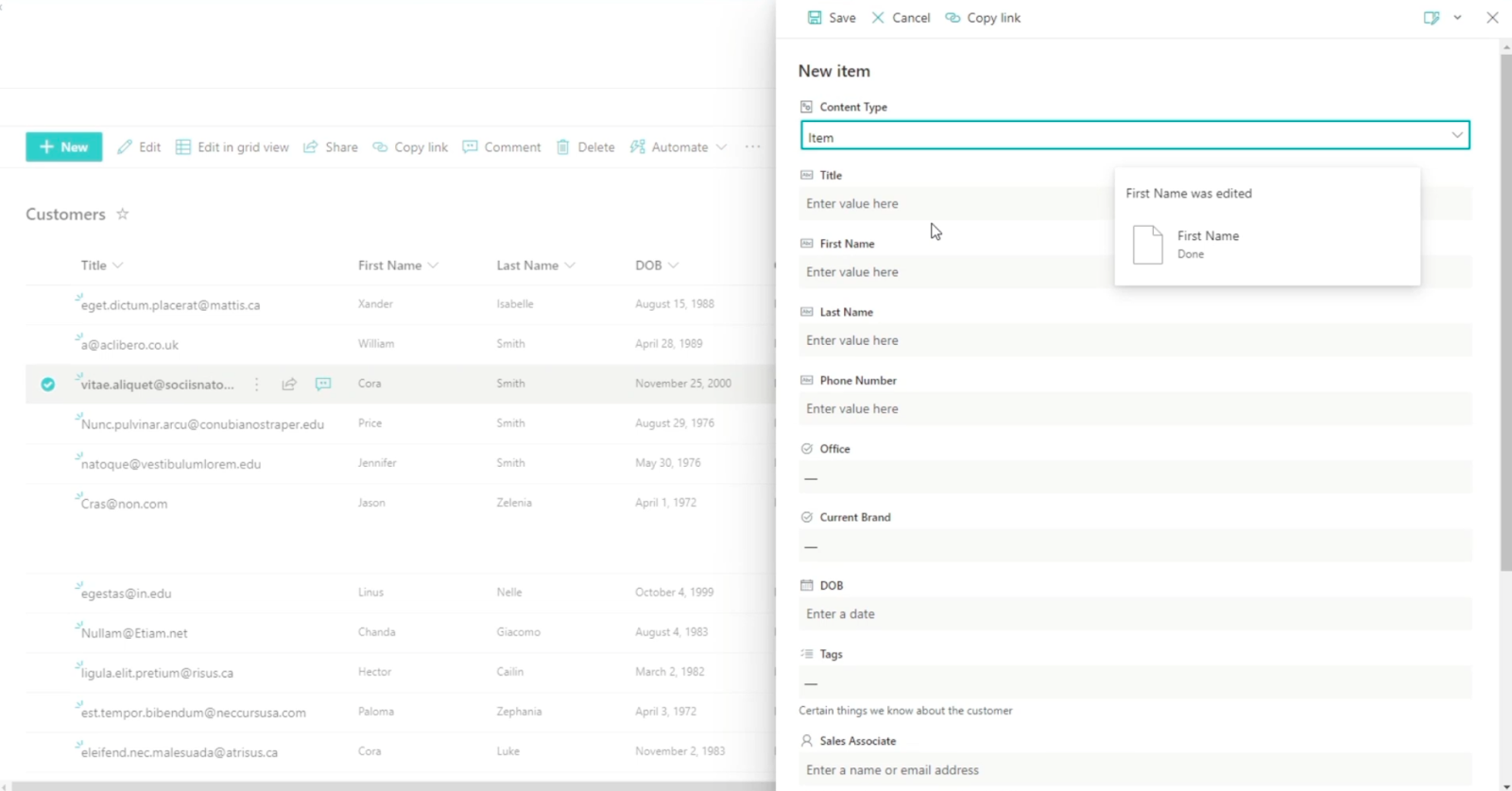 sharepoint column validation