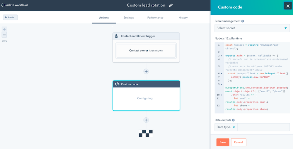 Automating processes in the Operations Hub from HubSpot.