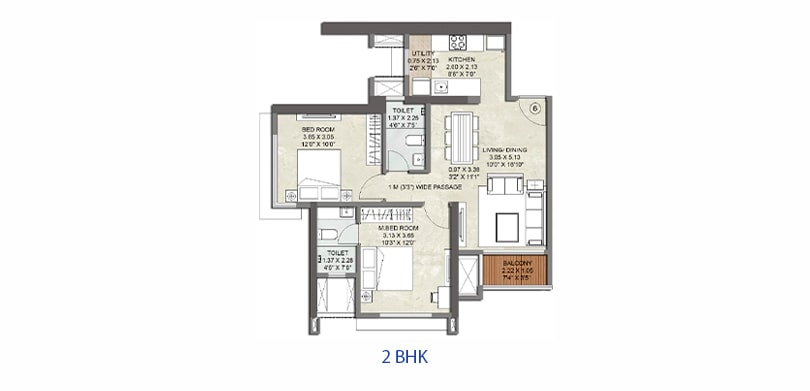 Kalpataru Srishti Mira Road 2 BHK Floor Plan