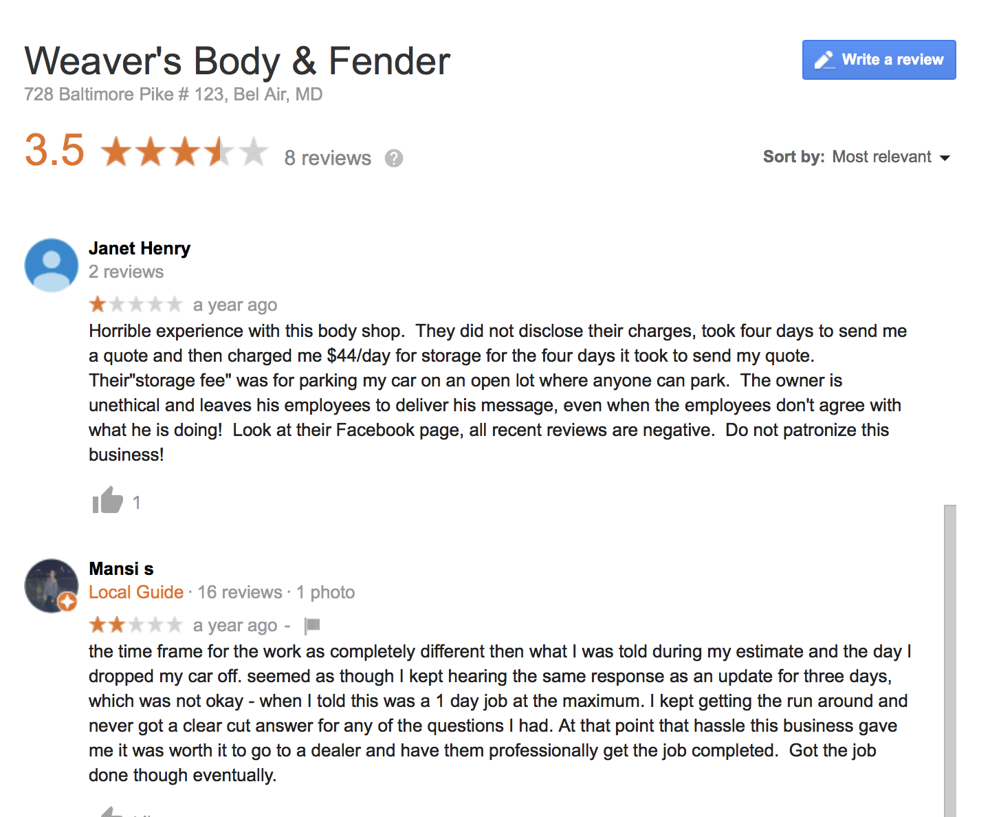 Weaver's Body & Fender review