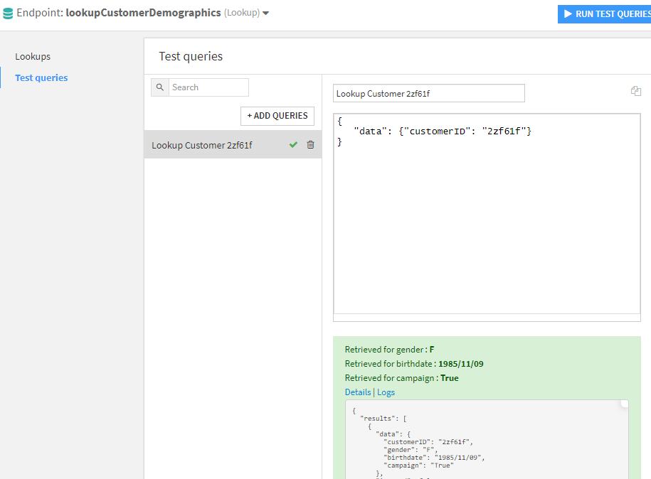 shape of the test queries and responses