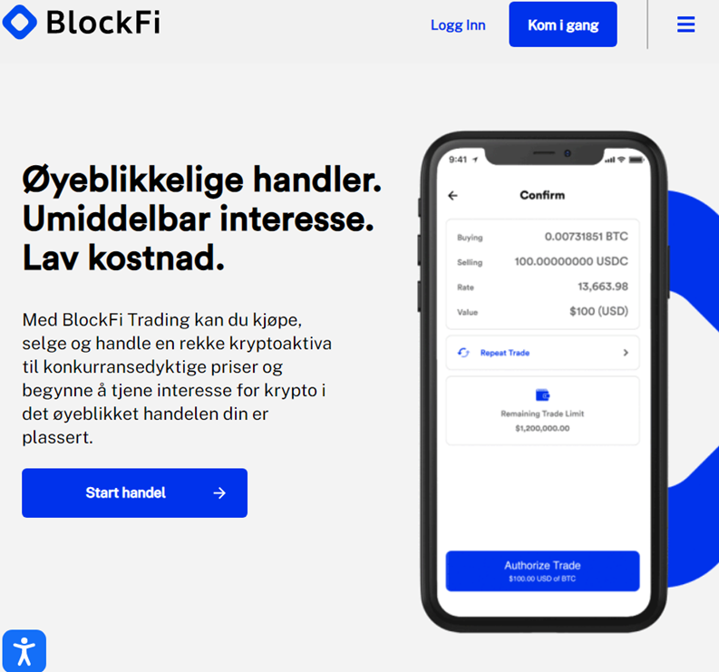 BlockFi nettside