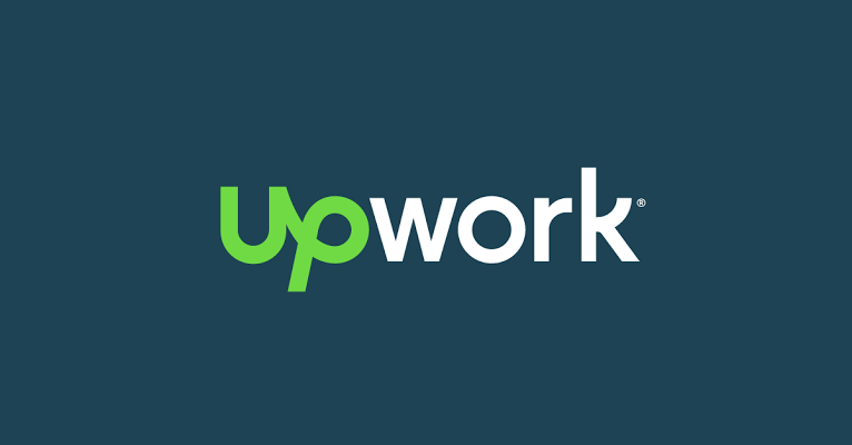 Upwork logo on deep green background with white and light green fonts