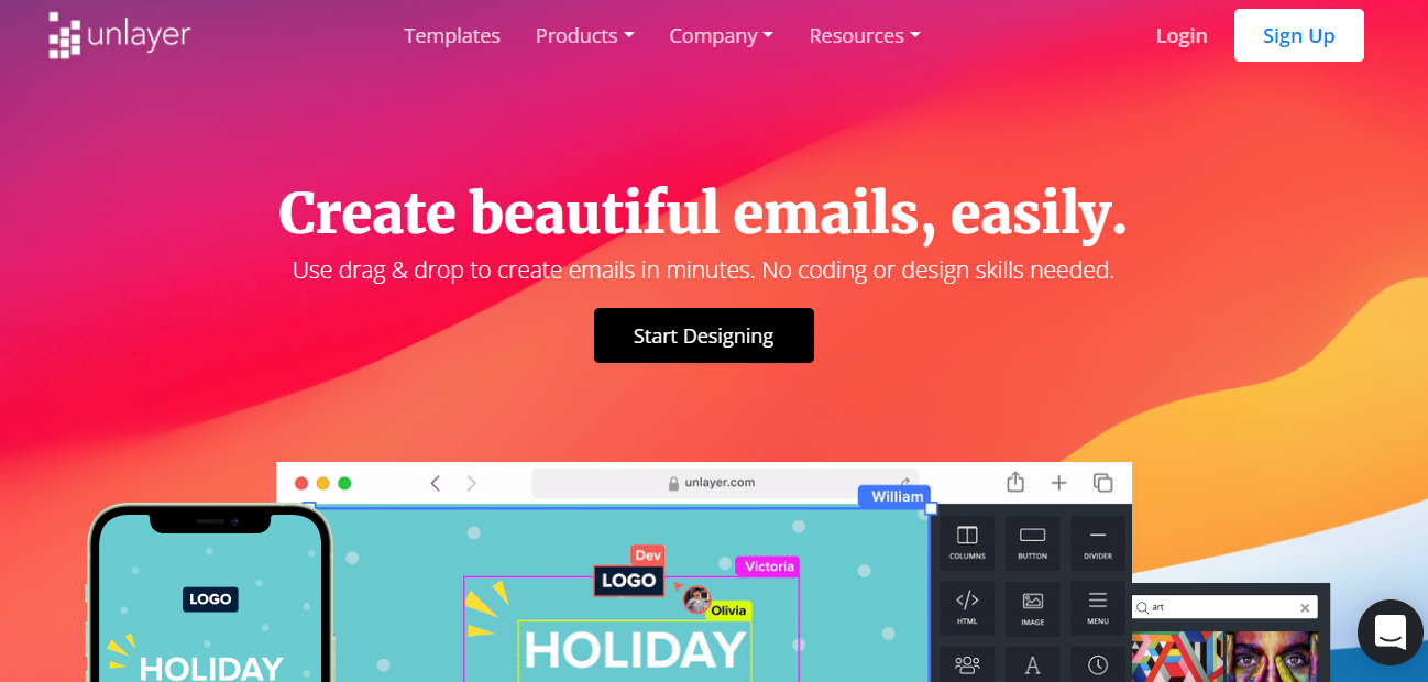 Best email platform software #6: Unlayer