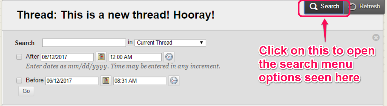 How Do I Search Across Blackboard Forum Posts Fin!   d Help Faqs Umbc - click the search button in the upper right