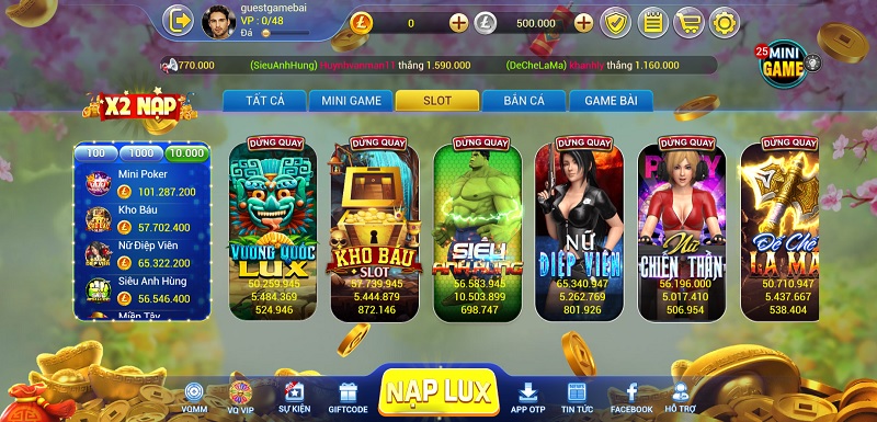 Slot game nổ hũ tại Lux39