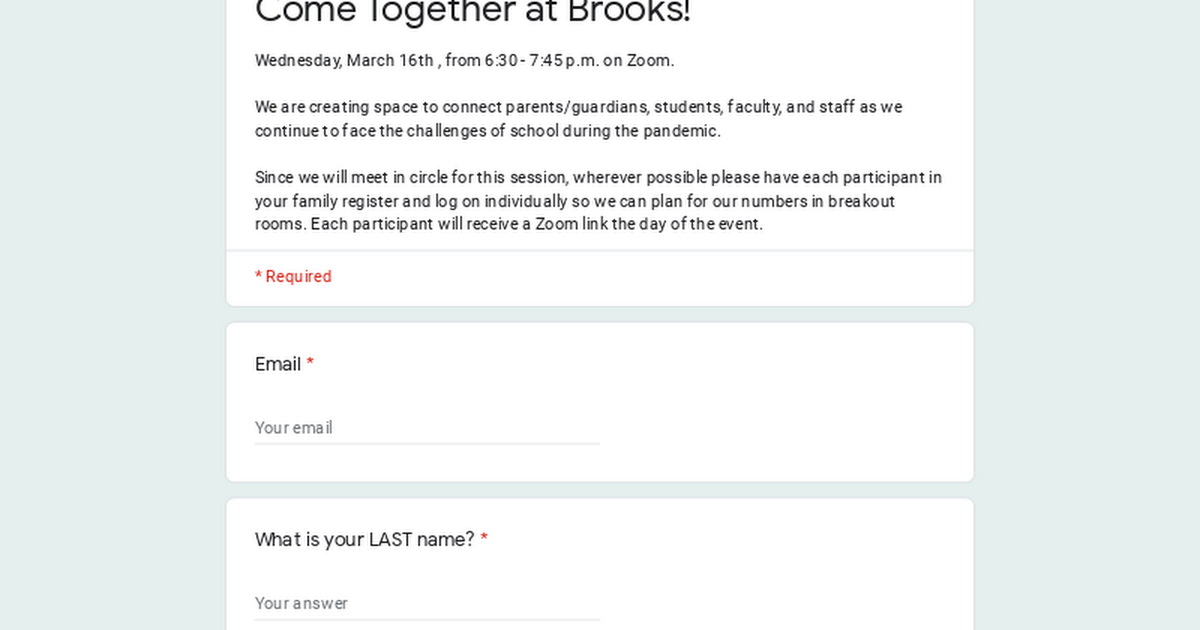 Come Together at Brooks!