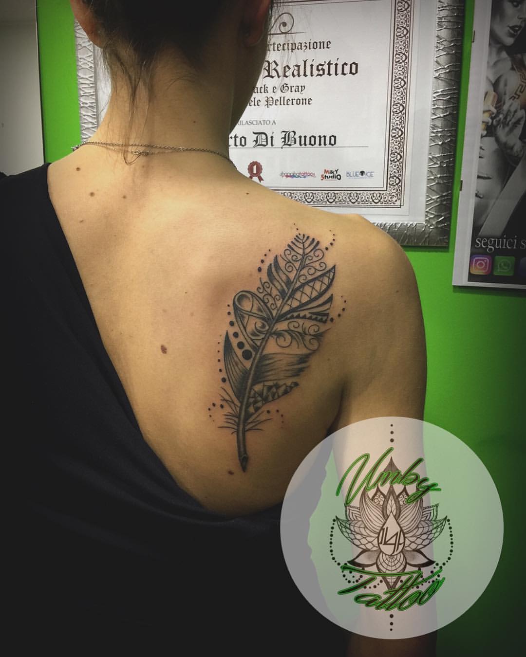 Feather Mandala Tattoo For Back Shoulder