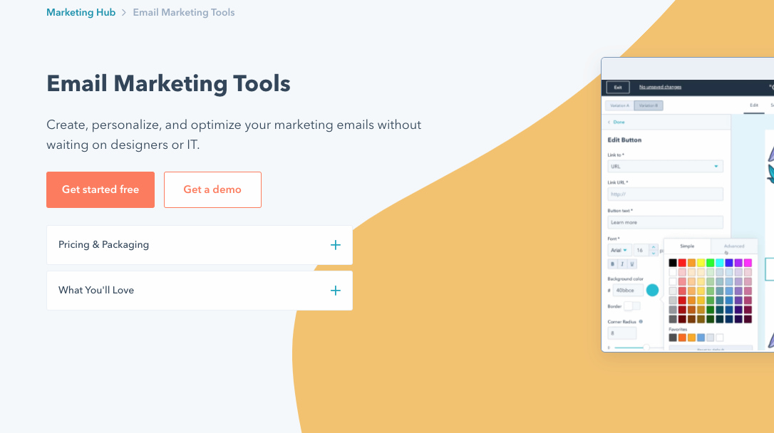 create a newsletter; screenshot of HubSpot's Email Marketing Tools
