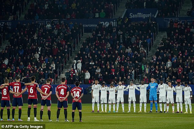 Both sets of players observed a minute's silence before kick-off in tribute to the victims of the Turkey and Syria earthquake