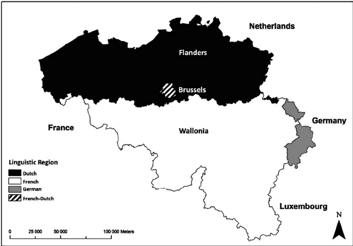 Map of Belgium with the linguistic regions | Download Scientific Diagram