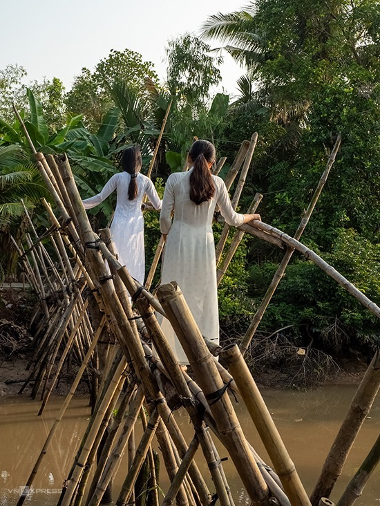 Bamboo footbridge/"monkey bridge" (in Vietnamese, "Cầu khỉ")