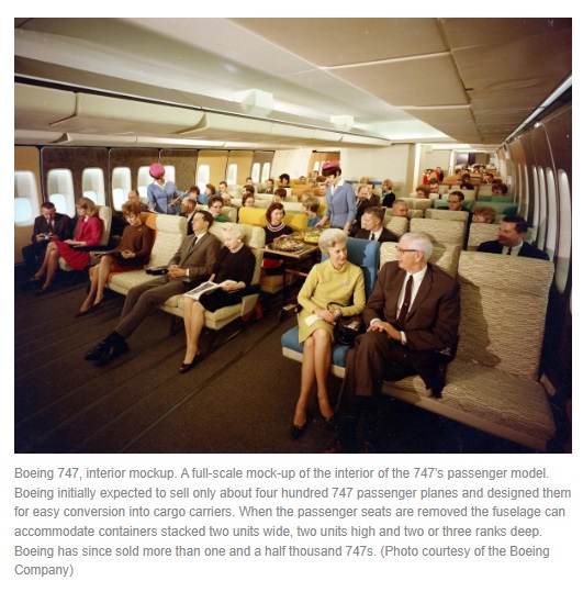 Viral image claimed to be of a Pan Am 747 aircraft’s economy class in the 1960s was revealed to be of a mock-up cabin.