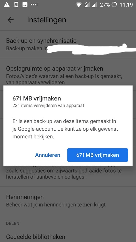 Foto's verwijderen van apparaat