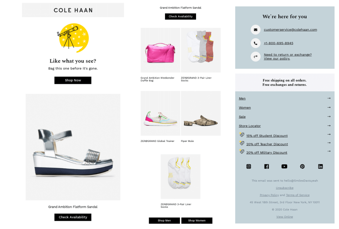 Cole Haan browse abandonment email