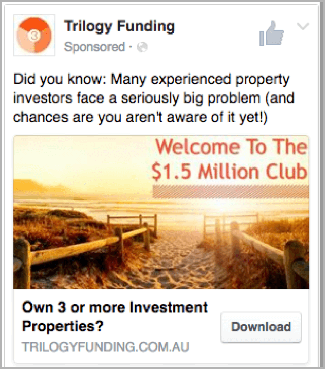 Trilogy funding Facebook lead ads case study