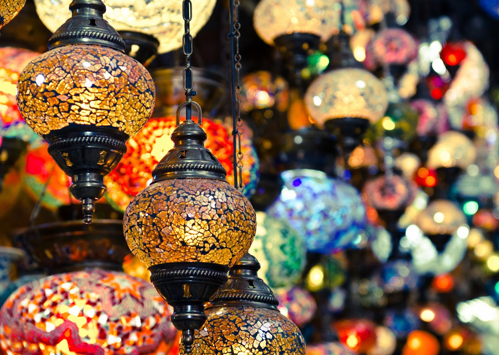 Turkish lamps at Grand Bazaar in Istanbul, Turkey. Best Tourist Attraction in Istanbul
