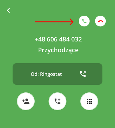 Ringostat Smart Phone, przyjąć lub odrzucić połączenie
