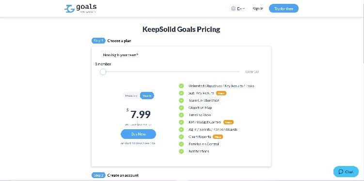 Roadmap Planner Pricing Page(Goals)