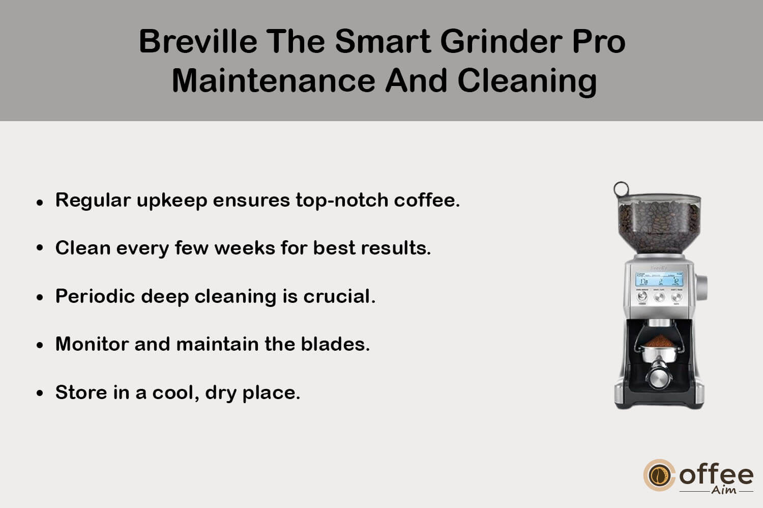 Illustrating the meticulous care and cleaning regimen for the "Breville The Smart Grinder Pro BCG820BSSXL," this image complements our comprehensive review, "Breville The Smart Grinder Pro BCG820BSSXL Review." Delve into effective maintenance practices and ensure your coffee grinding experience remains exceptional.