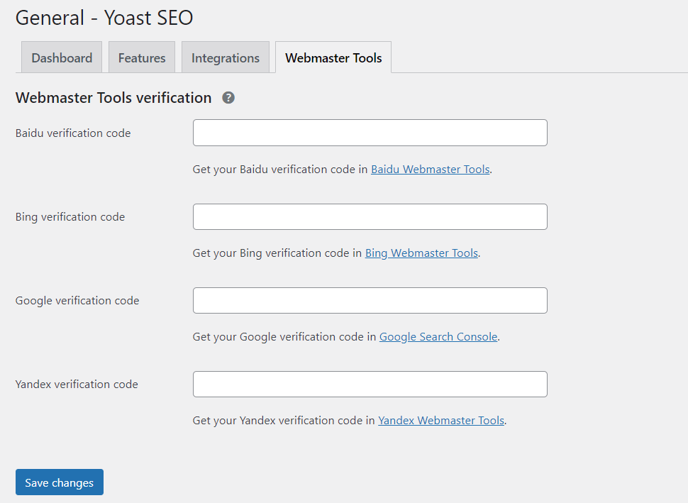 Webmaster Tools Yoast SEO