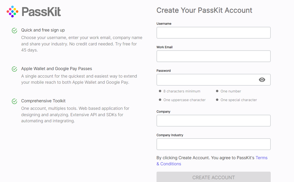 create PassKit account